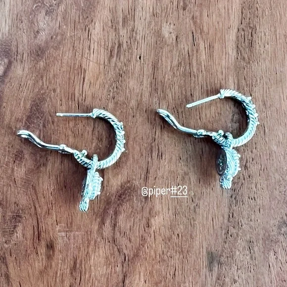 Judith Ripka Diamonique Hoop Earrings with removable Charm - Picture 9 of 10